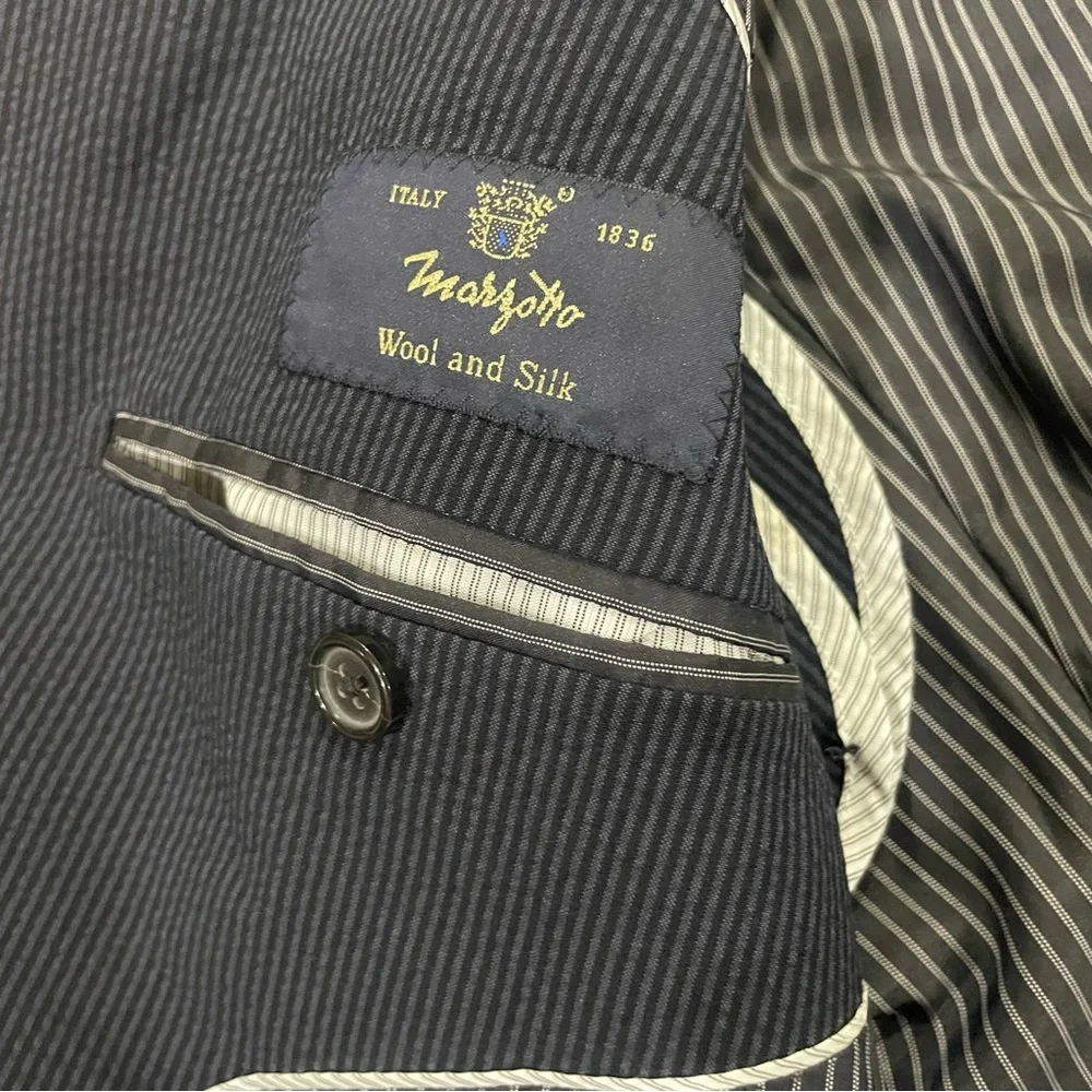 Banana Republic Blazer Mens 38 Regular Slim Fit Marzotto Wool Silk Jacket Stripe